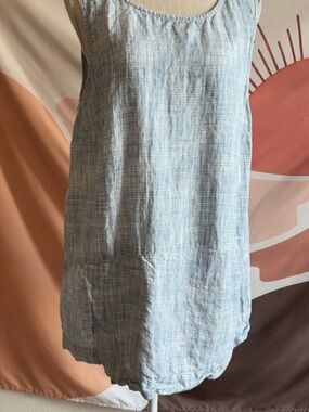 Pure Jill J.Jill Dress Women’s Size L Large 100% Linen Sleveless Sheath Blue